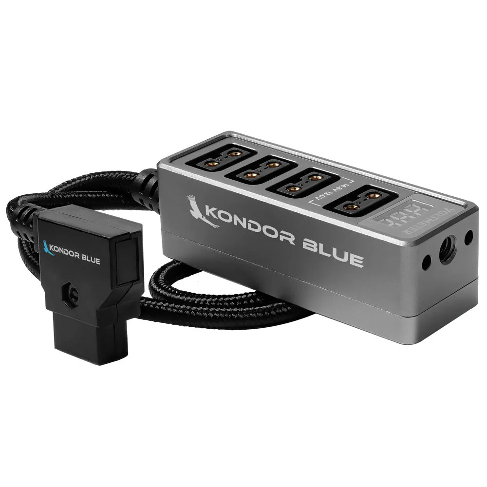 Kondor Blue 12v Metal 4-Way D-Tap Hub with Voltmeter - Image 2