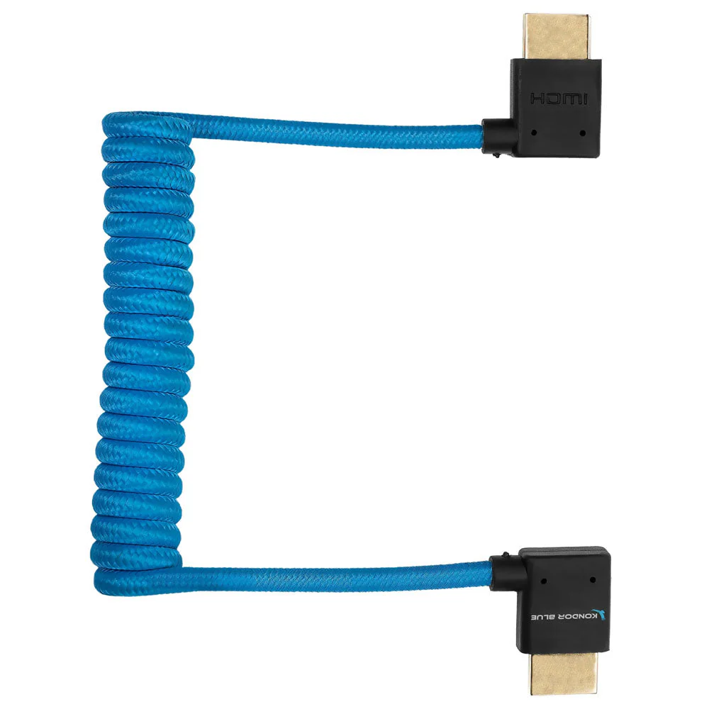 Kondor Blue Coiled 12-24" Right-Angle HDMI Cable - Image 2