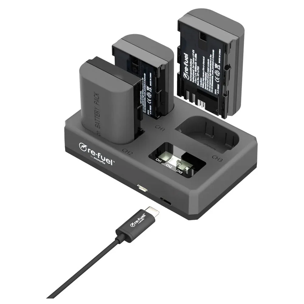 Re-Fuel Triple Charger for Canon LP-E6 Batteries