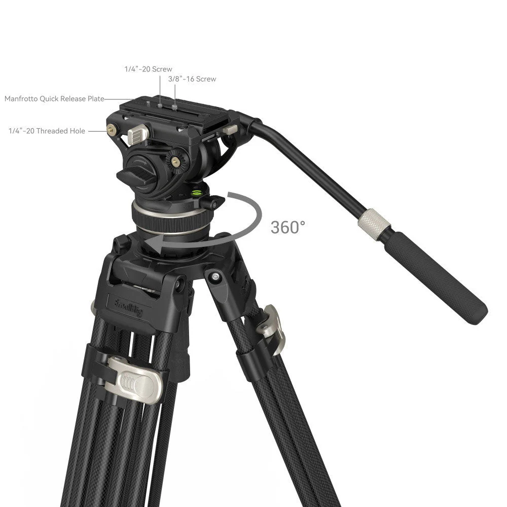 SmallRig FreeBlazer Heavy-Duty Carbon Fibre Video Tripod Kit - Image 6