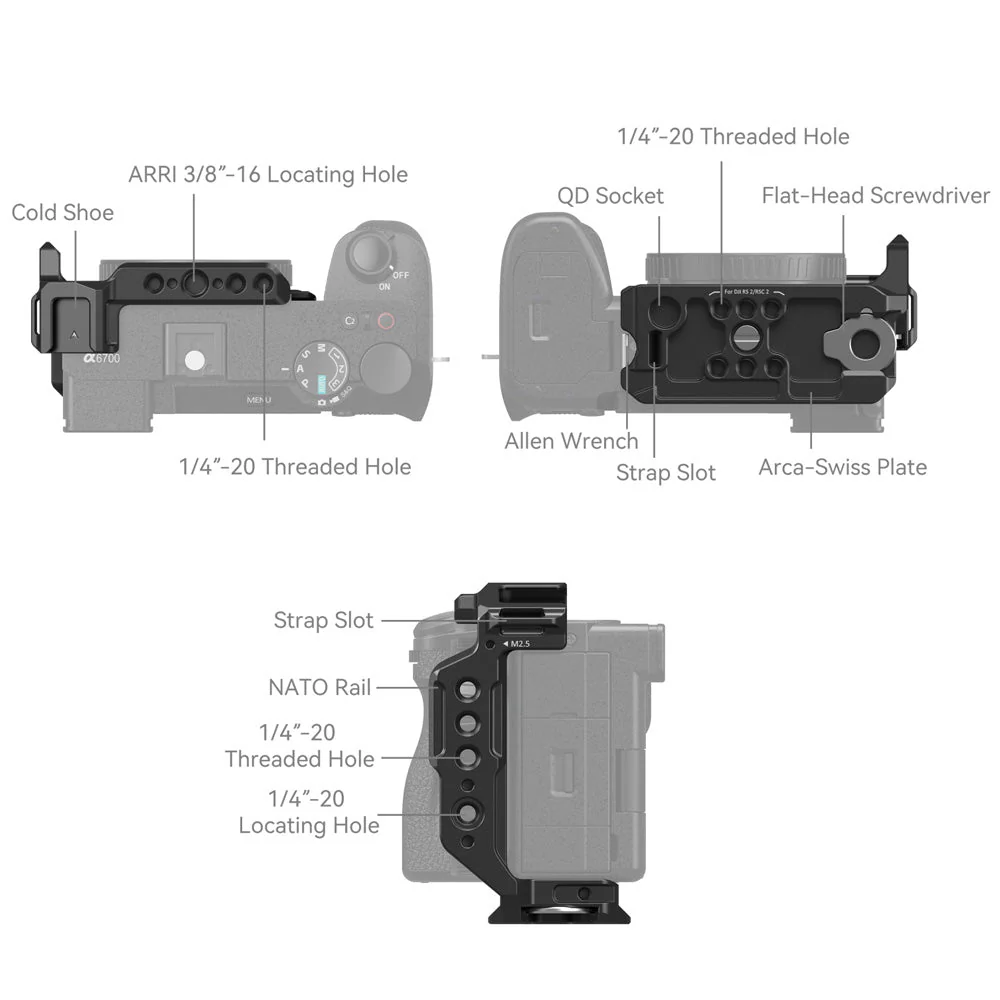 SmallRig Half Cage for Sony a6700/a6600/a6500/a6400 - Image 3