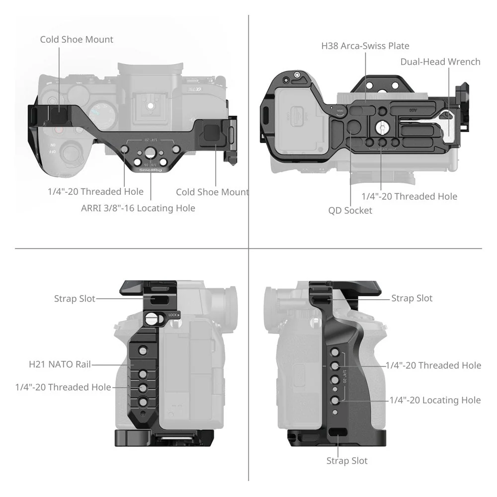 SmallRig HawkLock Cage Kit for Sony a7 V/a7R V/a7 IV/a7S III Advanced Edition - Image 4