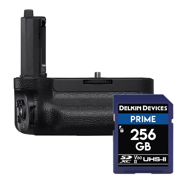 Sony VG-C4EM Vertical Grip with Delkin Prime 256GB SD Memory Card