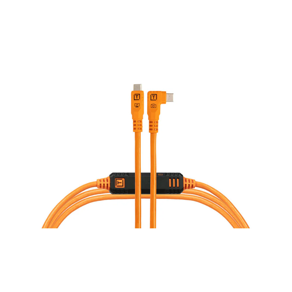 Tether Tools TetherPro Optima 10G 6' Straight to Right-Angle USB-C Cable - Orange